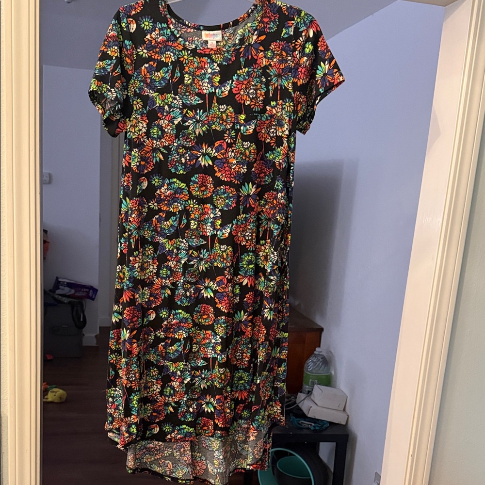 LuLaRoe Black Floral High Low Carly Dress